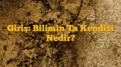 Giriş: Bilimin Ta Kendisi Nedir?